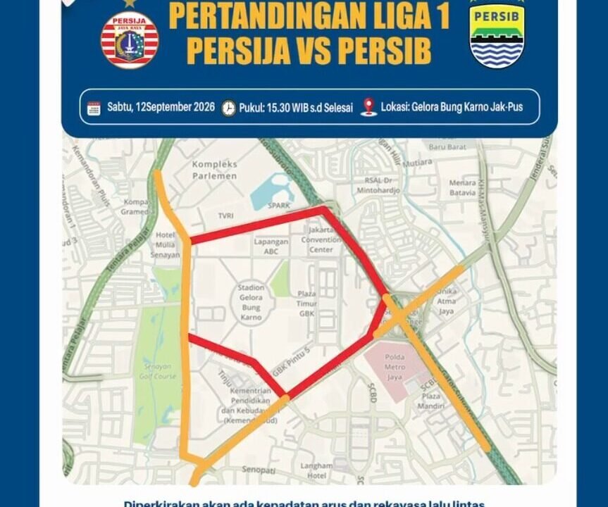 Jelang Persija–Persib, Polda Metro Jaya Siapkan Rekayasa Lalin dan Kantong Parkir di GBK